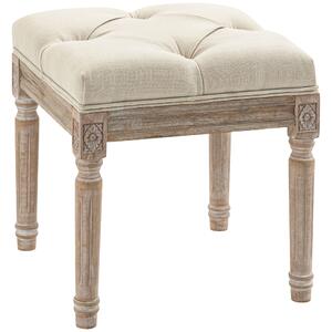 HOMCOM Poggiapiede per Soggiorno con Seduta Imbottita e Piedi in Legno di Hevea, 40x40x43 cm, Beige | Aosom Italy
