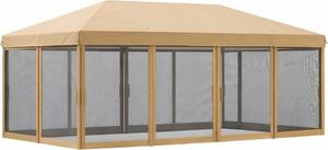 VivaGarden Gazebo da Giardino 6x3 mt Pieghevole in Acciaio/Tessuto con Tende colore Beige