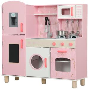 AIYAPLAY Cucina giocattolo con luci, suoni, forno e microonde, Rosa | Aosom Italy