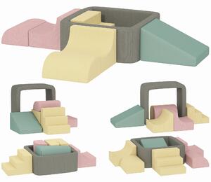 AIYAPLAY Set di 7 Costruzioni Morbide per Bambini 3-6 Anni con Rivestimenti Lavabili in Velluto a Coste, Multicolore | Aosom Italy