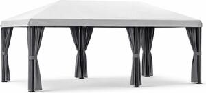 VivaGarden Gazebo da Giardino 6x3 mt Pieghevole in Acciaio/Tessuto con Tende colore Crema