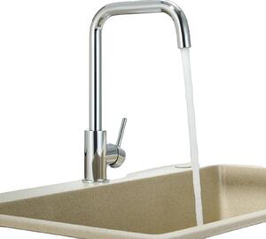 Rubinetto da cucina, acciaio inossidabile 304, orientabile a 360°, miscelatore per acqua calda e fredda, struttura interna priva di piombo, design con arco alto