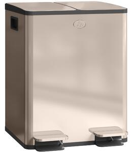 HOMCOM Pattumiera 2 Scomparti da Cucina 2 x 20 L con Chiusura Ammortizzata in Acciaio Inossidabile, 45.8x36x51.6 cm, Oro | Aosom Italy