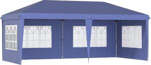 VivaGarden Gazebo da Giardino 6x3 mt Tendone per Feste Pieghevole in Acciaio/Tessuto Tende Laterali con Finestre colore Blu