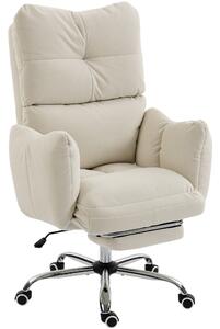 HOMCOM Sedia da Ufficio Ergonomica con Poggiapiedi e Imbottitura Spessa, Patrona per Gaming e Computer, 73x73x119 cm, Bianco Crema | Aosom Italy