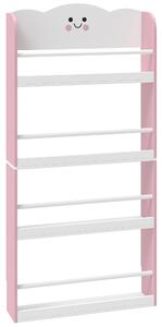 AIYAPLAY Libreria Montessoriana per Bambini 3-6 Anni con Tema Zucchero Filato, 4 Ripiani in Legno, per Cameretta, Rosa | Aosom Italy