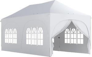VivaGarden Gazebo da Giardino 6x3 mt Tendone per Feste Pieghevole in Metallo/Tessuto Tende Laterali con Finestre colore Bianco
