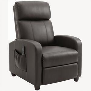 Poltrona Relax Massaggiante con 8 Programmi e Telecomando, Reclinazione fino a150° e Poggiapiedi, spessa imbottitura e in PU, Marrone| Aosom Italy