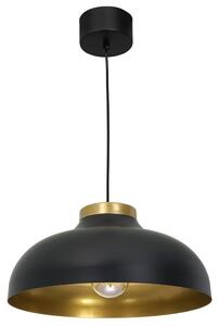 Lampada a sospensione Loft paralume nero con elementi dorati Basca 1xE27 15W Luminex
