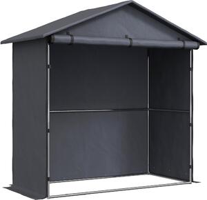 VivaGarden Gazebo da Giardino Tenda Garage Moto Bici 1,1x2 mt in Acciaio/Tessuto Chiuso con Porta Avvolgibile colore Grigio Scuro