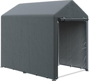 VivaGarden Gazebo da Giardino Tenda Garage Moto Bici 1,2x1,79 mt in Acciaio/Tessuto Protezione raggi UV Chiuso con Porta Avvolgibile colore Grigio 
