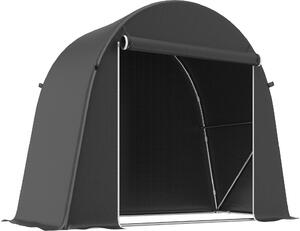VivaGarden Gazebo da Giardino Tenda Garage Moto Bici 2,4x1,2 mt in Metallo/Tessuto Chiuso con Porta Avvolgibile colore Grigio Scuro