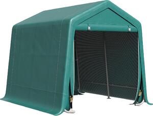 VivaGarden Gazebo da Giardino Tenda Garage Moto Bici 2,4x2 mt in Metallo/Tessuto Chiuso con Porta Avvolgibile colore Verde