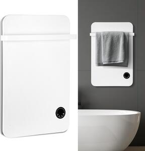 Pannello riscaldante a infrarossi Ikodm da 400W, con connessione Wi-Fi, ideale per il bagno, dotato di porta asciugamani, timer, termostato e telecomando, colore bianco
