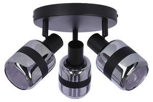 Faretto da soffitto YUKI - 3xE14, 15W, nero / vetro fumé