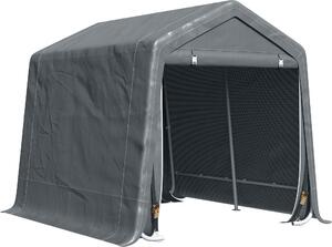VivaGarden Gazebo da Giardino Tenda Garage Moto Bici 2,8x2,4 mt in Metallo/Tessuto Chiuso con Porta Avvolgibile colore Grigio
