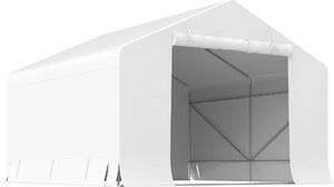VivaGarden Gazebo da Giardino Tenda Garage Moto Bici 3x3 mt in Metallo/Tessuto Chiuso con Porta Avvolgibile colore Bianco