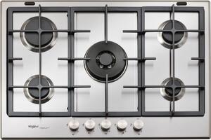 Whirlpool GMR 7522/IXL Piano Cottura 5 Fuochi a Gas 75 cm Griglie in Ghisa (1 Bruciatore Doppia Corona) colore Inox