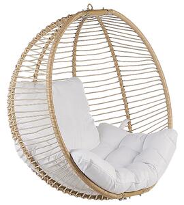 Sedia sospesa con piedistallo beige bianco metallo soggiorno esterno cuscino stile retro boho Beliani