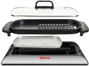 Girmi Griglia Elettrica Potenza 2000W Piastra 40x30 cm con Coperchio in Vetro e Regolazione della Temperatura - BQ9100