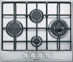 Glem Gas GT645IX Piano Cottura 4 Fuochi a Gas 60 cm (1 Bruciatore Wok Tripla Corona) colore Inox