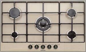 Glem Gas GT955SA Piano Cottura 5 Fuochi a Gas 90 cm (1 Bruciatore Tripla Corona) colore Sabbia