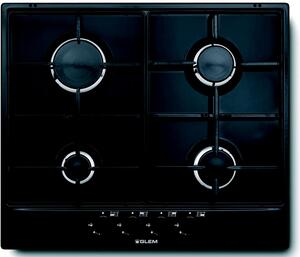 Glem Gas GT64BK Piano Cottura 4 Fuochi a Gas 60 cm colore Nero