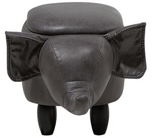 Sgabello per bambini Animale Elefante con contenitore con gambe in legno in ecopelle grigio scuro Poggiapiedi per la cameretta dei bambini Beliani