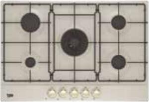Beko HIAW 75224 SAVR Serie Classic Piano Cottura 5 Fuochi a Gas 75 cm (1 Bruciatore Wok) colore Avena