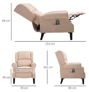 Homcom Poltrone Elettrica Massaggiante Poltrona Relax Global in Velluto sedia poltrona reclinabile, Poltroncine da Camera Beige Poltrona Ergonomica