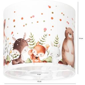 Brilagi - Paralume universale BOBO E27, diametro 15 cm, bianco con decorazioni a tema animali