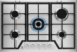 Electrolux KGS7536SX Linea Slim Piano Cottura 5 Fuochi a Gas 75 cm Griglie in Ghisa (1 Bruciatore Wok) colore Inox