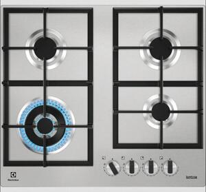 Electrolux KGU64361Z Serie 700 Pro StepPower Piano Cottura 4 Fuochi a Gas 60 cm Griglie in Ghisa (1 Bruciatore Wok) colore Inox
