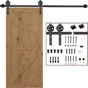 Brugel Kit Porta Scorrevole 100kg max in Acciaio con Binario Ganci Fermi Viti e Bulloni 183x4x0.6 cm - DHB8157