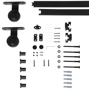 Brugel Kit Porta Scorrevole in Acciaio con Binari, Fermi e Guide, 200x40x0.6 cm, colore Nero - L4470BK