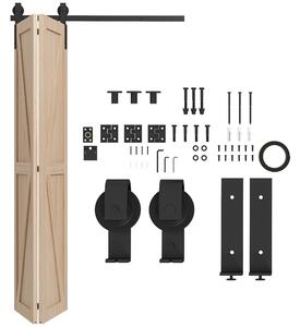 Brugel Kit Porta Scorrevole Pieghevole in Acciaio al Carbonio 122x0.5x4 cm colore Nero - L4480BK