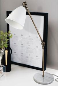 DecHome Lampada da Scrivania Stile Classico in Marmo Base Marmo, Paralume Bianco Snodabile Attacco E27 Dimensioni 21x80,5 cm colore Bianco - Konrat
