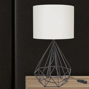 DecHome Lampada da Scrivania Stile Moderno in Metallo Base Metallo con Paralume Tessuto E27 60W Dimensioni 25x46,5 cm colore Nero e Bianco