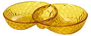 Antipastiera tre scomparti in Cristallo Acrilico Bio-based confezione Dimensioni 29,5x18,8xh 5,2 cm- colore Giallo Zafferano