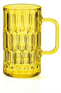 BICCHIERI Da Birra VANITY in Cristallo Acrilico Bio-based confezione Diametro � 12xh 15 cm-590 ML BPA FREE colore Giallo Zafferano