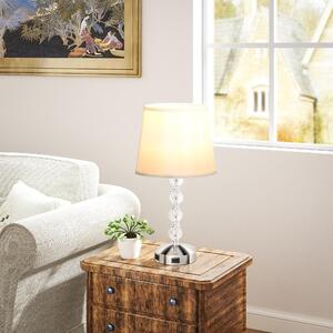 DecHome Lampada da Tavolo Design Moderno con Cristalli e Porta USB colore Bianco e Argento