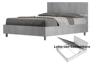Letto Matrimoniale alla Francese con Contenitore, Modello DEMAS Dimensioni 140x200 cm Stile Minimal ed Essenziale Colore Cemento