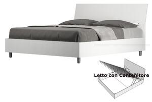 Letto Matrimoniale alla Francese con Contenitore, Modello DEMAS Dimensioni 140x200 cm Stile Minimal TESTA INCLINATA Colore Bianco Frassino