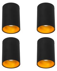 Set di 4 faretti moderni neri con oro GU10 50mm - Deep