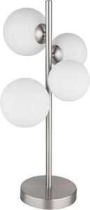 GLOBO LIGHTING Lampada da Tavolo Design Moderno in Metallo con Paralume in Vetro Opale colore Nichel Satinato - 56140-4T Riha