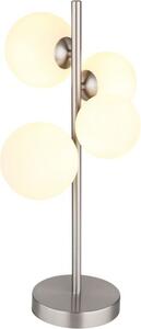 GLOBO LIGHTING Lampada da Tavolo Design Moderno in Metallo con Paralume in Vetro Opale colore Nichel Satinato - 56140-4T Riha