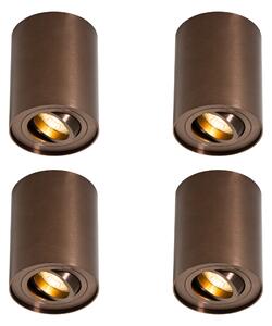 Set di 4 faretti da soffitto moderni bronzo scuro orientabili e inclinabili - Rondoo Up
