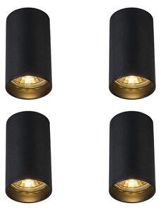 Set di 4 faretti moderni da superficie neri 5,5 cm GU10 50 mm - Tuba