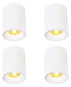 Set di 4 faretti moderni da superficie bianchi GU10 50mm - Ronda