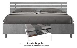 Letto matrimoniale In con Doppio Contenitore ANKEL stile Minimal ed essenziale Dimensioni 167x214XH 90 cm Doghe Cemento